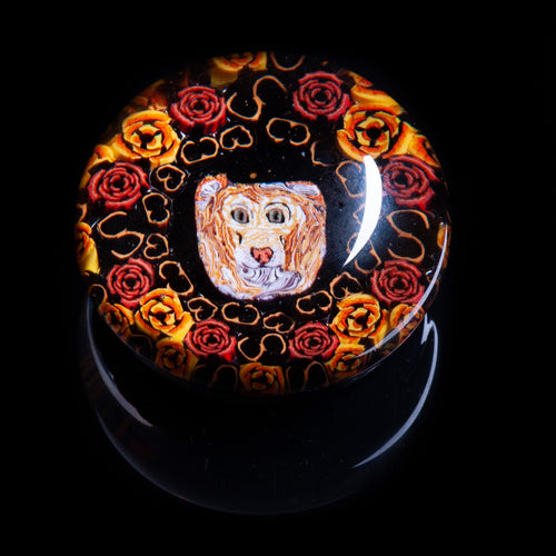 Artisan flameworked Lampwork glass Regal Lion Paperweight