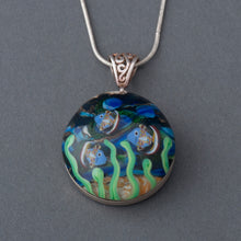 Load image into Gallery viewer, This Artisan Ocean with Fish Lampwork Flamework Glass pendant necklace