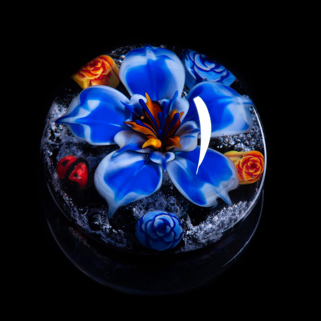 Blue Flower Memorial Ashes Paperweight