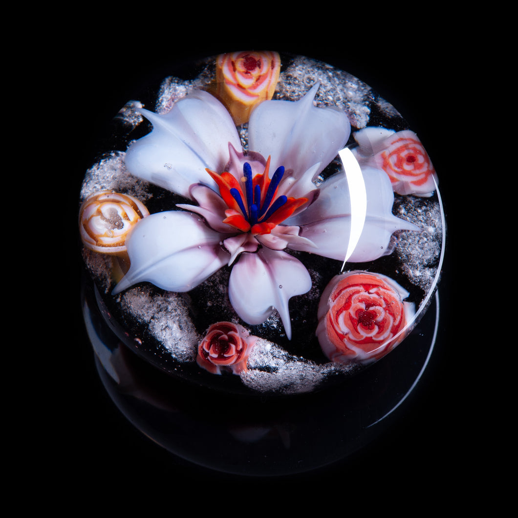 White Flower Memorial Ashes Paperweight