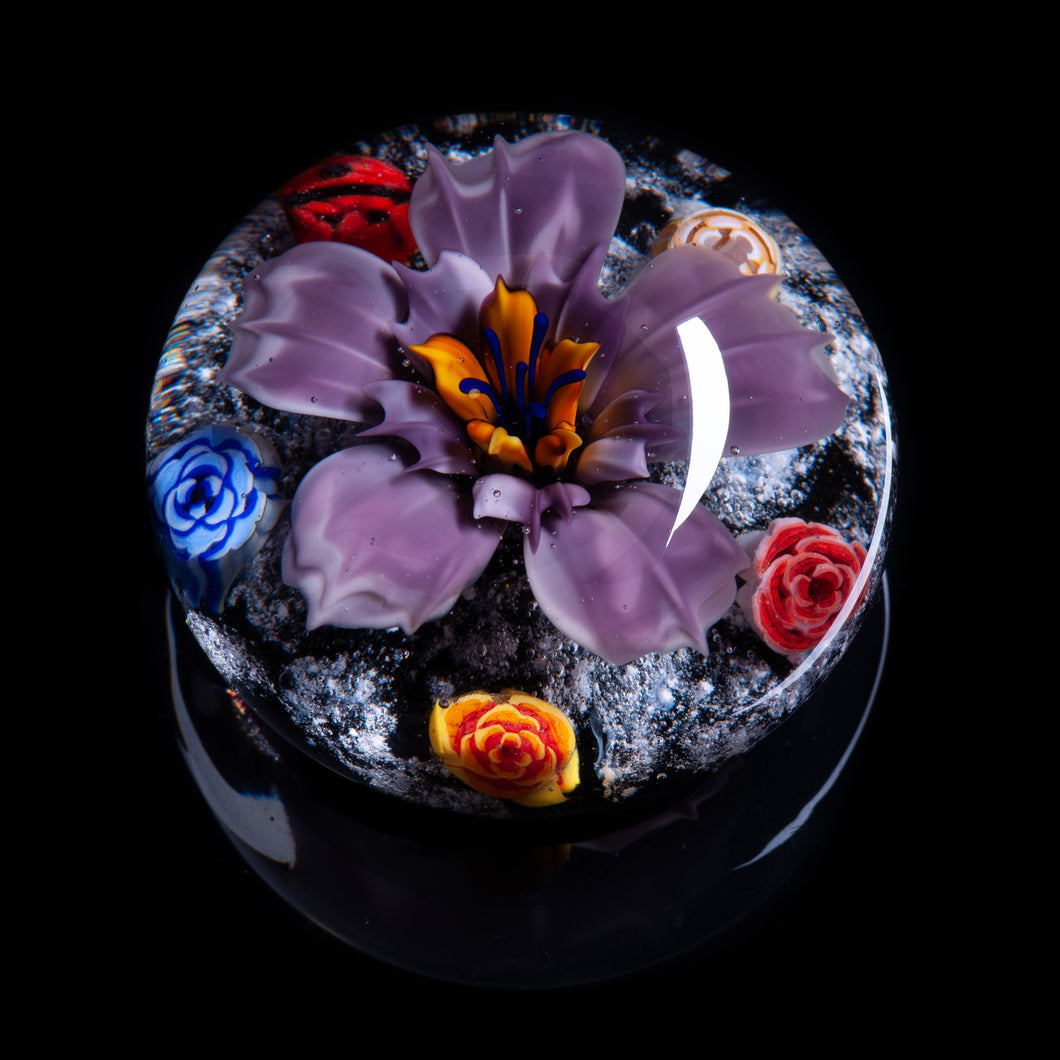 Purple Flower Memorial Ashes Paperweight