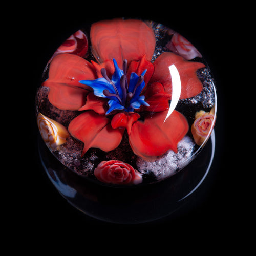 Red Flower Memorial Ashes Paperweight